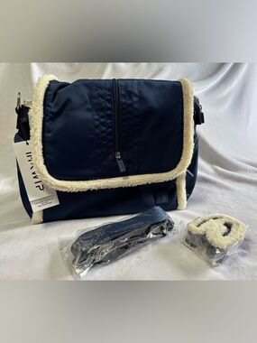 IHKWIP The Sherpa Crossbody Satchel With Two Straps Navy NWT